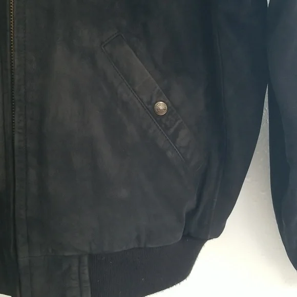 TIMBERLAND Vintage Weatherproof Suede Leather Bomber Black Large - Picture 4 of 12